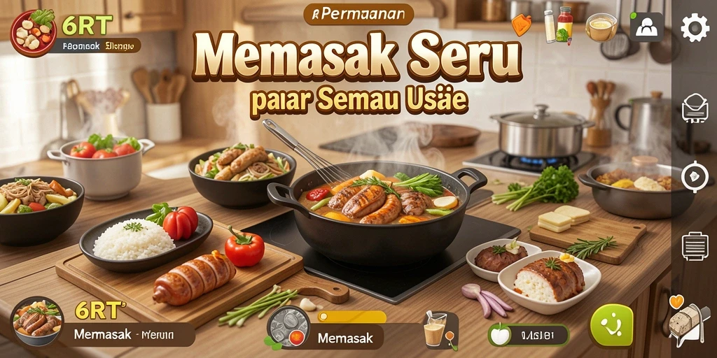 Antarmuka menarik dan fungsional dari game Memasak 6RT.