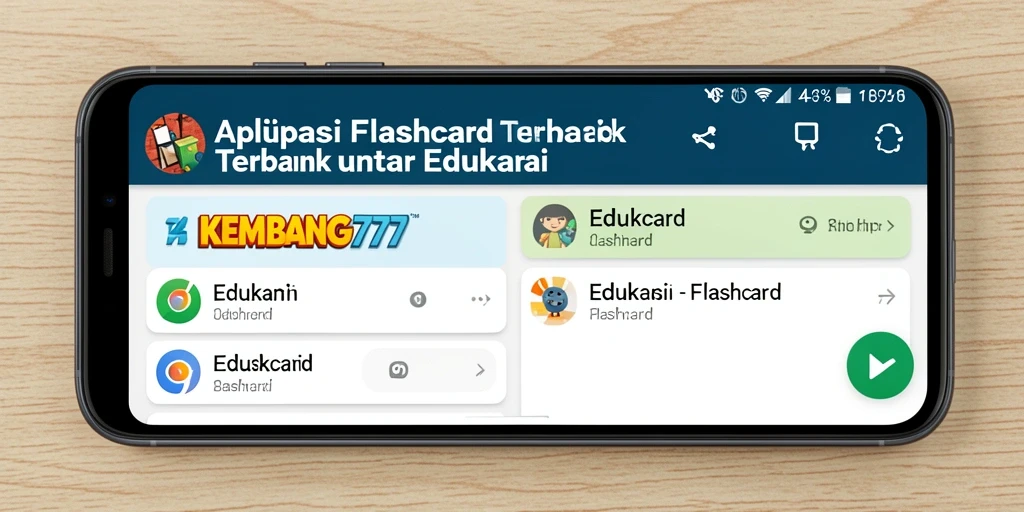 Tampilan menarik aplikasi KEMBANG777 dengan fungsi Flashcard.