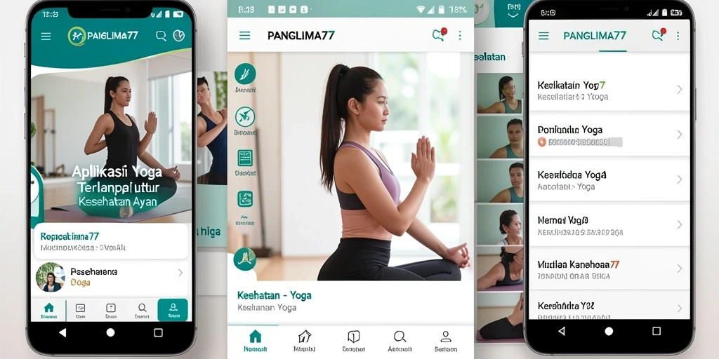 Tampilan antarmuka aplikasi Yoga PANGLIMA77 yang intuitif dan menarik.