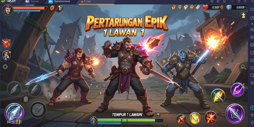 Screenshot TAPJOY menampilkan pertarungan seru 1 lawan 1.